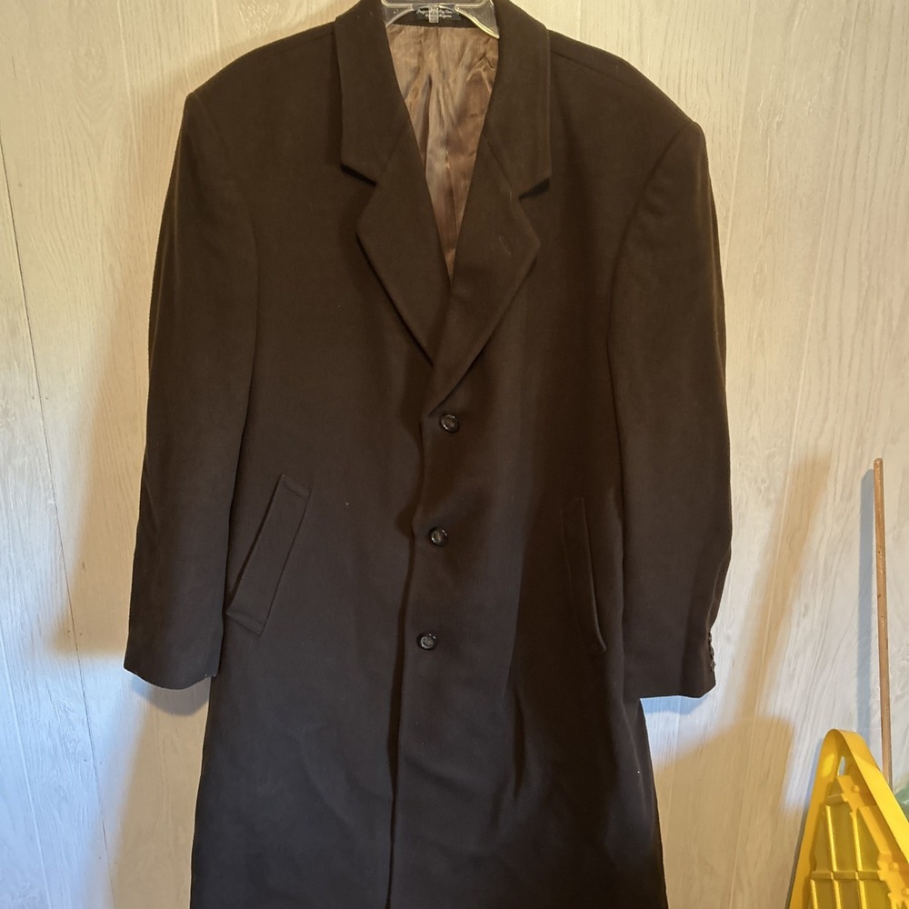 Di Silver Vintage Dark Brown Cashmere Blend Overcoat 48 Regular
